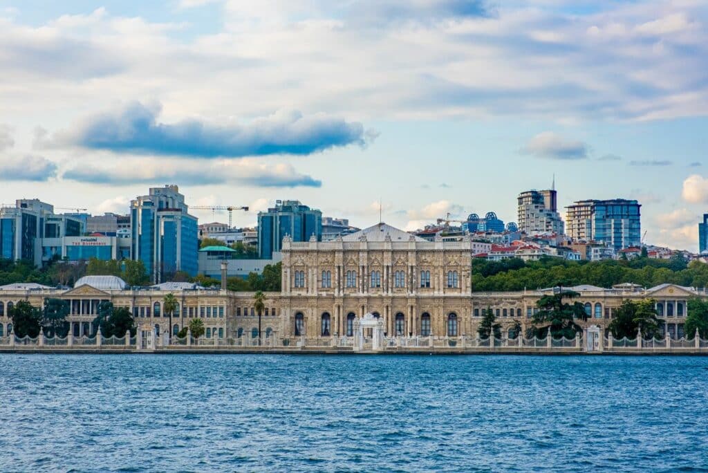 Dolmabahce Palace, as seen from the Bosphorus.