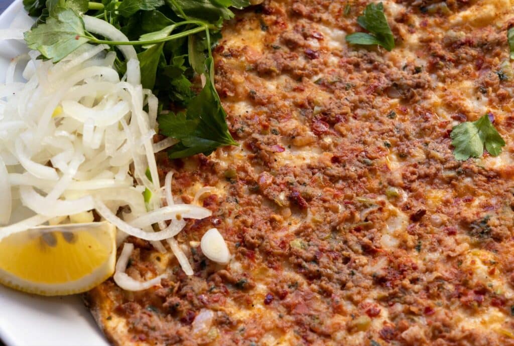 Lahmacun or Turkish pizza is a great alternative to classic Western pizzas for Istanbul food lovers who want something with a bit more zest. 