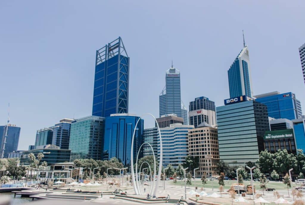 The Spanda sculpture in Elizabeth Quay is a massive and abstract Perth Landmark.