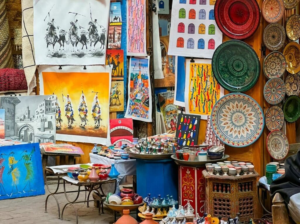 The Medina of Marrakech is chock-full of shops from which you can purchase souvenirs and gander at great examples of Moroccan artist